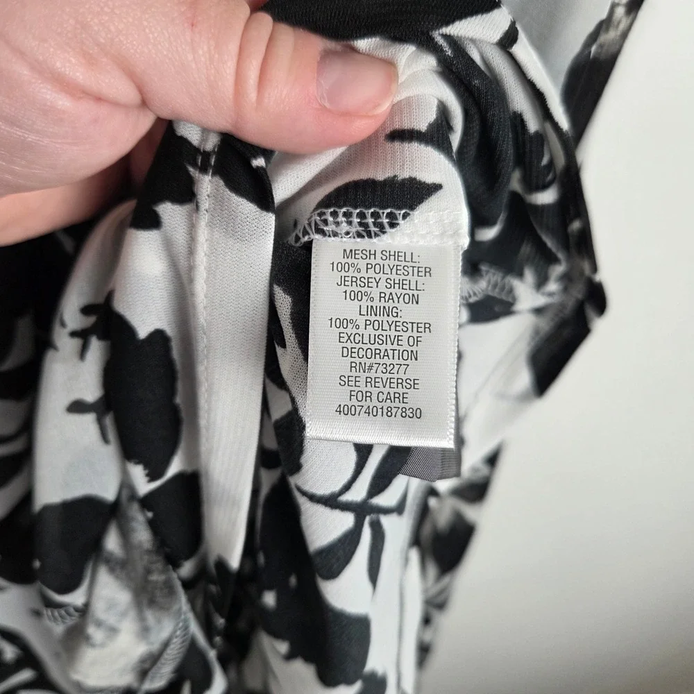 Simply Vera Vera Wang XS Black White Floral High Low Sleeveless Dress Vacation - Picture 7 of 11